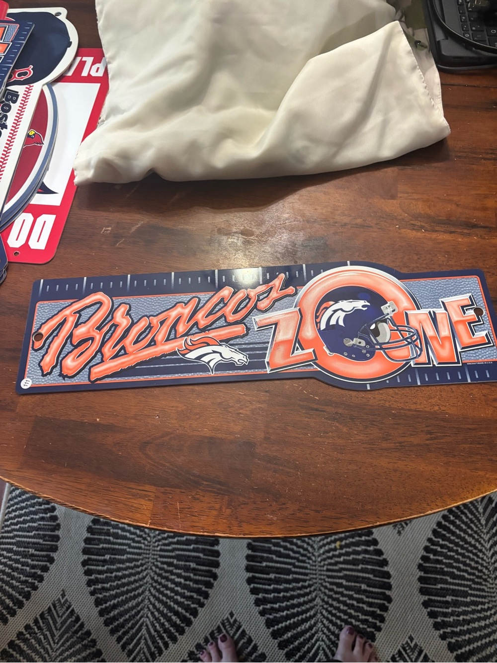 NFL Denver Broncos Orange and Navy 'Broncos Zone' Wall Sign